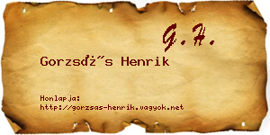 Gorzsás Henrik névjegykártya